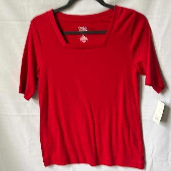 Croft & Barrow Red Square Neck Top - Picture 1 of 6